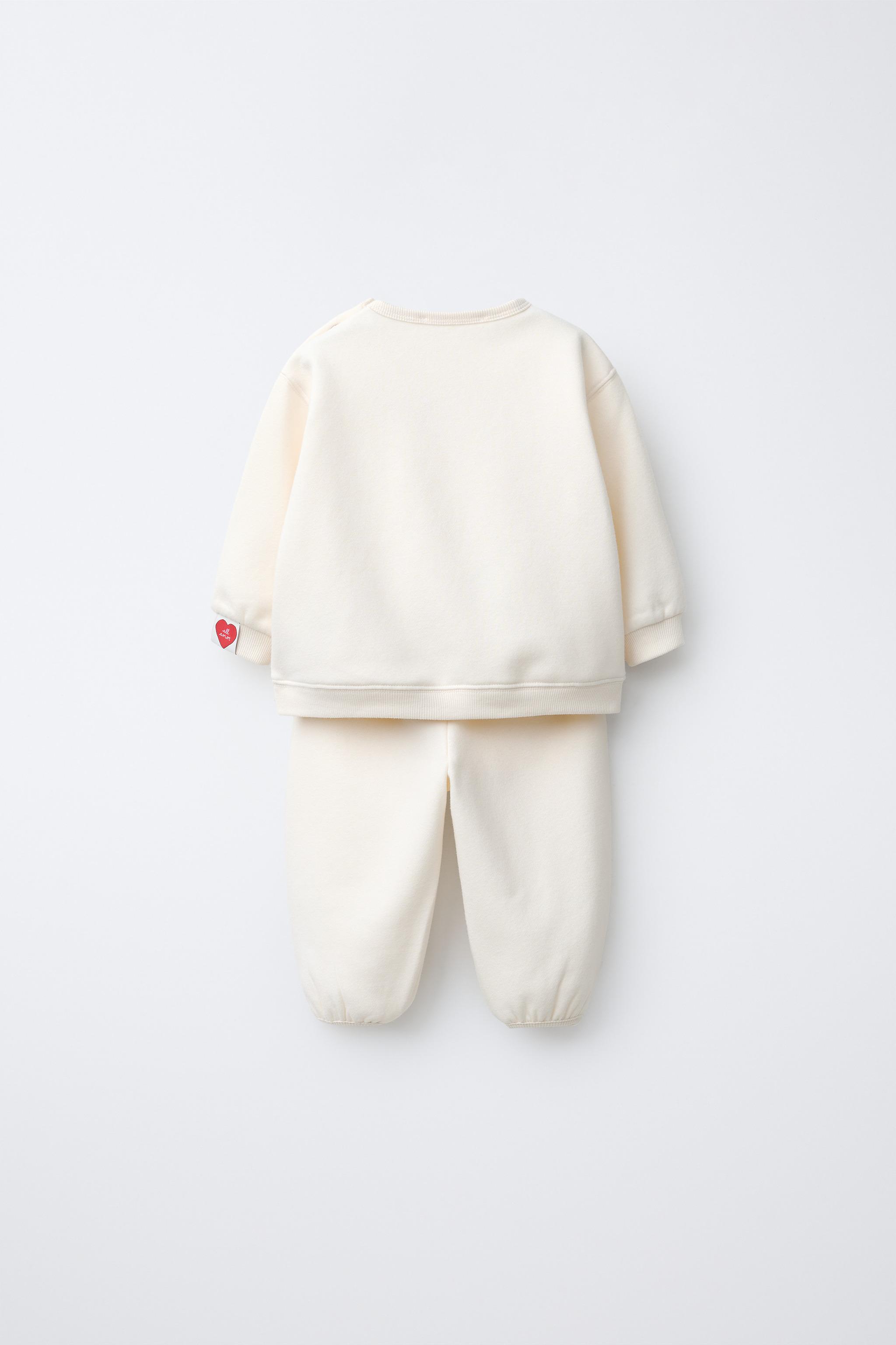 EMBROIDERED TEXT SWEATSHIRT AND PANTS SET